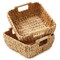 Casafield Set of 2 Water Hyacinth Seagrass Oval Storage Baskets with Wooden Handles - Woven Bin Organizers